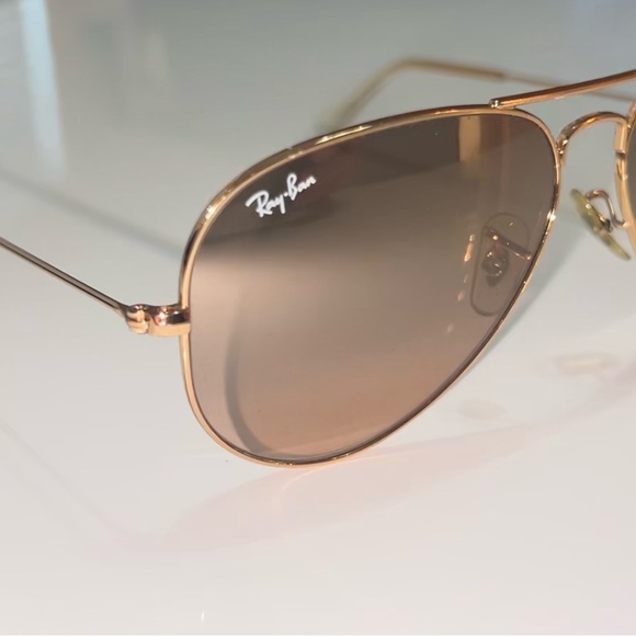 Gold ray bans only worn once. Perfect condition. main image 4